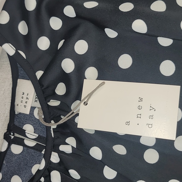 Polka Dot A-Line Mini Dress- Black White A New Day - Picture 8 of 14